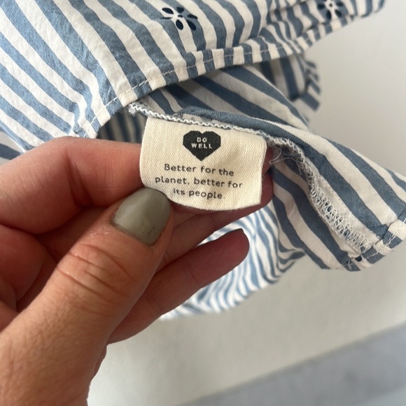 Madewell Baby Doll Dress Striped Floral Blue and White size Large - Picture 9 of 12